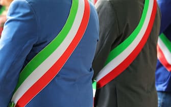 tricolor white red and green band of the mayors of the cities during the event