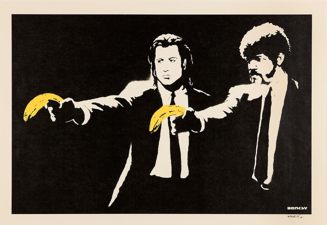 BANKSY, PULP FICTION, 2004. Serigrafia su carta, cm 48,5 x 70. Deodato Arte