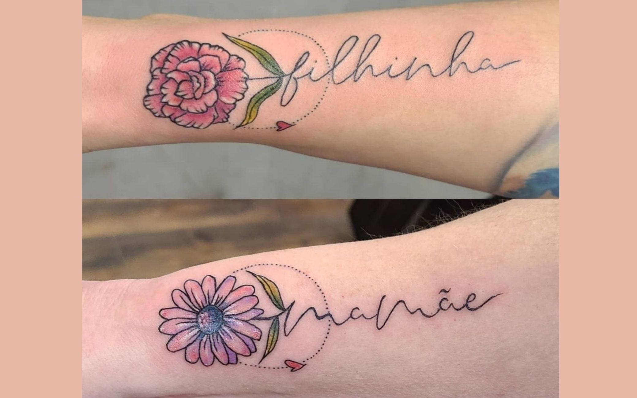 tatuaggi mamma e figlio stilizzati
