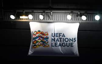 16 October 2018, France, Paris: 16 October 2018, France, Paris: Soccer: Nations League A, France - Germany, Group stage, Group 1, 4th matchday at the Stade de France. A flag with the logo of the competition is flying in the stadium before the match. Photo: Ina Fassbender/dpa