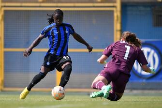 SESTO SAN GIOVANNI, ITALY - MAY 27: Tabitha Chawinga of FC Internazionale Women in action during the Women Serie A Playoffs match between FC Internazionale Women and AC Milan Women at Stadio Breda on May 27, 2023 in Sesto San Giovanni, Italy. (Photo by Mattia Pistoia - Inter/Inter via Getty Images)