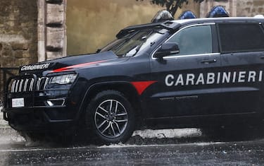 Carabinieri car drives the street during the rain in Rome, Italy on March 27, 2024. (Photo by Jakub Porzycki/NurPhoto via Getty Images)