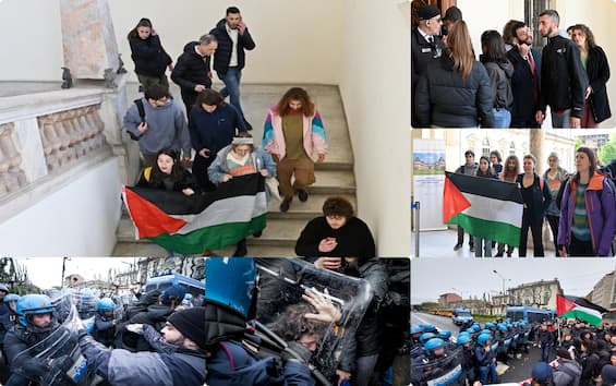 Torino, scontri tra studenti e polizia a corteo pro Palestina. Irruzione a convegno. FOTO