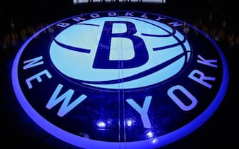 BROOKLYN, NY - OCTOBER 14:  The Brooklyn Nets logo on the court before the game against the Boston Celtics during the preseason game on October 14, 2015 at Barclays Center in Brooklyn, New York. NOTE TO USER: User expressly acknowledges and agrees that, by downloading and or using this Photograph, user is consenting to the terms and conditions of the Getty Images License Agreement. Mandatory Copyright Notice: Copyright 2015 NBAE (Photo by Nathaniel Butler/NBAE via Getty Images)
