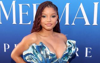 LOS ANGELES, CALIFORNIA - MAY 08: Halle Bailey attends the World Premiere of Disney's live-action feature "The Little Mermaid" at the Dolby Theatre in Los Angeles, California on May 08, 2023. (Photo by Jesse Grant/Getty Images for Disney)