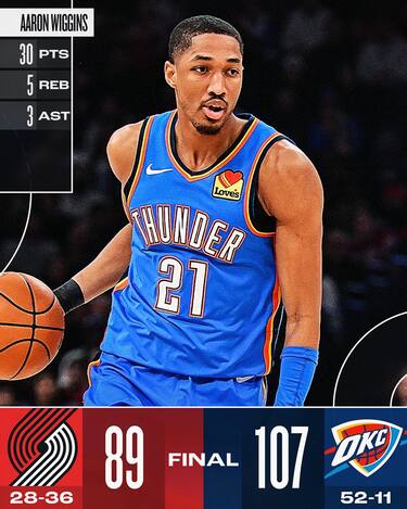 OKLAHOMA CITY THUNDER-PORTLAND TRAIL BLAZERS 107-89