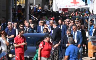 Italian Premier Giorgia Meloni (R), EU Commission President Ursula von der Leyen (L) and Italian Interior Minister Matteo Piantedosi  as they leave the hotspot, migration camp, in Lampedusa, Italy, 17 September 2023.
ANSA/CIRO FUSCO