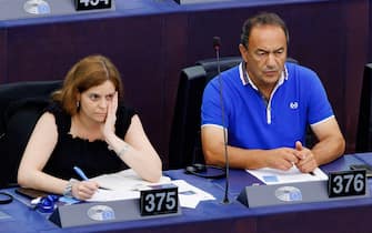 Mandatory Credit: Photo by Roberto Monaldo/LaPresse/Shutterstock (14588750af)
Ilaria Salis and Mimmo Lucano during the plenary session of the European parliament in Strasbourg, Tuesday, July 16, 2024
Strasbourg - First Plenary Session of the European Parliament, Gallia - 16 Jul 2024