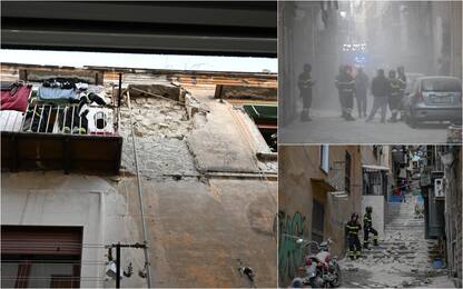 Napoli, crolla la facciata di un palazzo ai Quartieri Spagnoli. FOTO