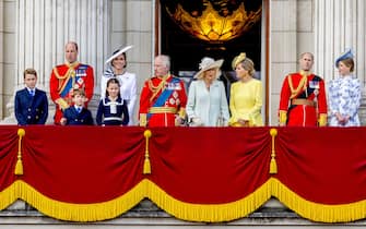 15-06-2024 England Prince George of Wales, Prince William, Prince of Wales, Prince Louis of Wales, Princess Charlotte of Wales, Catherine, Princess of Wales, King Charles, Queen Camilla, Sophie, Duchess of Edinburgh, Prince Edward, Duke of Edinburgh, Lady Louise Windsor pose on the balcony of Buckingham Palace after attending the Kings Birthday Parade Trooping the Colour in London.

© ddp images/PPE/Nieboer