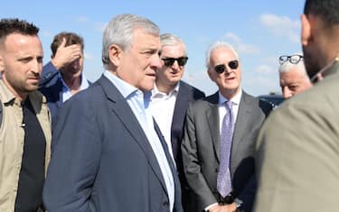 Il vicepremier e ministro degli Esteri Antonio Tajani in visita nel sud di Israele, 13 ottobre 2023. ANSA/ UFFICIO STAMPA ++HO - NO SALES EDITORIAL USE ONLY++