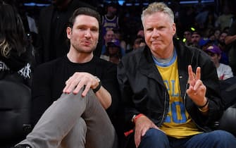LOS ANGELES, CALIFORNIA - APRIL 09: Peter Cornell (L) and Will Ferrell attend a basketball game between the Los Angeles Lakers and the Golden State Warriors at Crypto.com Arena on April 09, 2024 in Los Angeles, California. NOTE TO USER: User expressly acknowledges and agrees that, by downloading and or using this photograph, User is consenting to the terms and conditions of the Getty Images License Agreement. (Photo by Allen Berezovsky/Getty Images)