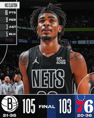PHILADELPHIA 76ERS-BROOKLYN NETS 103-105