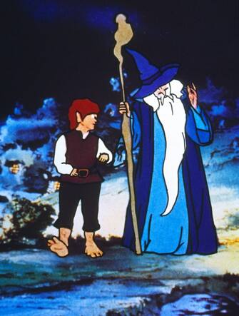 una scena del cartone animato de Il signore degli anelli