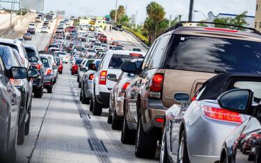 Miami Florida,Interstate I-95,highway,traffic,stopped,slowed,jam,closed lanes,accident,cars,automobiles,vehicles,FL140525015