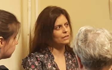 Ilaria Salis, la 39enne docente milanese da 13 mesi in carcere durante il processo nell'aula di tribunale a Budapest , Ungheria, 28 marzo 2024. 
ANSA/Enrico Martinelli