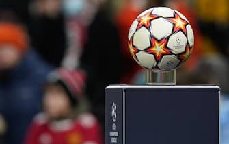 The official match ball is on display ahead the UEFA Champions League group F soccer match between Manchester United and Young Boys Bern in Manchester, Britain, 08 December 2021.  
ANSA/Tim Keeton