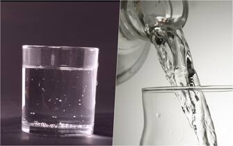 un bicchiere e una caraffa d'acqua