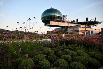 This general view shows The Pista 500, the largest hanging garden in Europe, located at the top of the Lingotto, the historical factory of Fiat, in Turin on September 22, 2021. (Photo by MARCO BERTORELLO / AFP) (Photo by MARCO BERTORELLO/AFP via Getty Images)