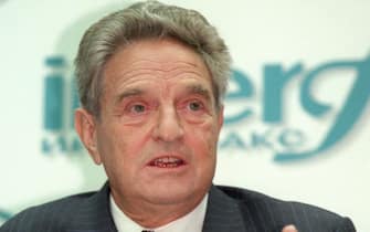 American financier George Soros at a press conference Monday Oct. 20, 1997 where he announced plans to pour another dlrs 300 million to dlrs 500 million in philanthropic aid to Russia. Soros concluded a two-week tour of the country. (Photo by David Brauchli)