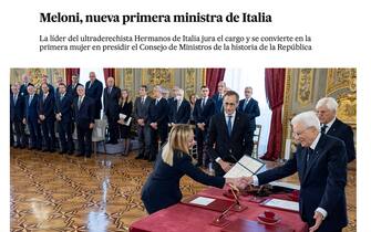 Nella foto, l'articolo sul sito di El Pais