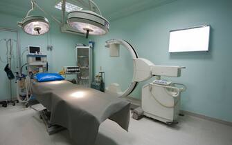 Emergency operating room in a medical centre hospital with scanning equipment