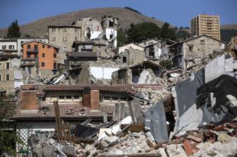 Una veduta del paese di Accumuli, in una foto scattata il 1 agosto 2017
ANSA/MASSIMO PERCOSSI

A view of Accumoli, in a picture taken on 3 August 2017.  August 24, 2017 marks the first anniversary of the 6.1 magnitude earthquake that devastated central Italy. ANSA/ MASSIMO PERCOSSI