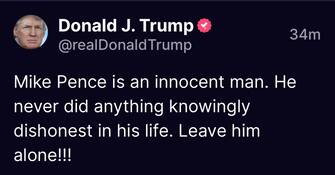 Mike Pence è “innocente. Non ha mai fatto consapevolmente nulla di disonesto nella sua vita. Lasciatelo stare”. Donald Trump commenta così la scoperta di carte classificate nell'abitazione dell'ex vicepresidente Mike Pence