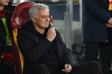 Jose Mourinho of A.S. Roma during the first leg of the round of 16 of the UEFA Europa League between A.S. Roma and Real Sociedad de Futbol on March 9, 2023 at the Stadio Olimpico in Rome.