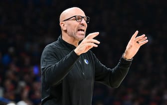 OKLAHOMA CITY, OKLAHOMA - MAY 15: Head coach Jason Kidd of the Dallas Mavericks motions during the first quarter against the Oklahoma City Thunder in Game Five of the Western Conference Second Round Playoffs at Paycom Center on May 15, 2024 in Oklahoma City, Oklahoma. NOTE TO USER: User expressly acknowledges and agrees that, by downloading and or using this photograph, User is consenting to the terms and conditions of the Getty Images License Agreement. (Photo by Joshua Gateley/Getty Images)