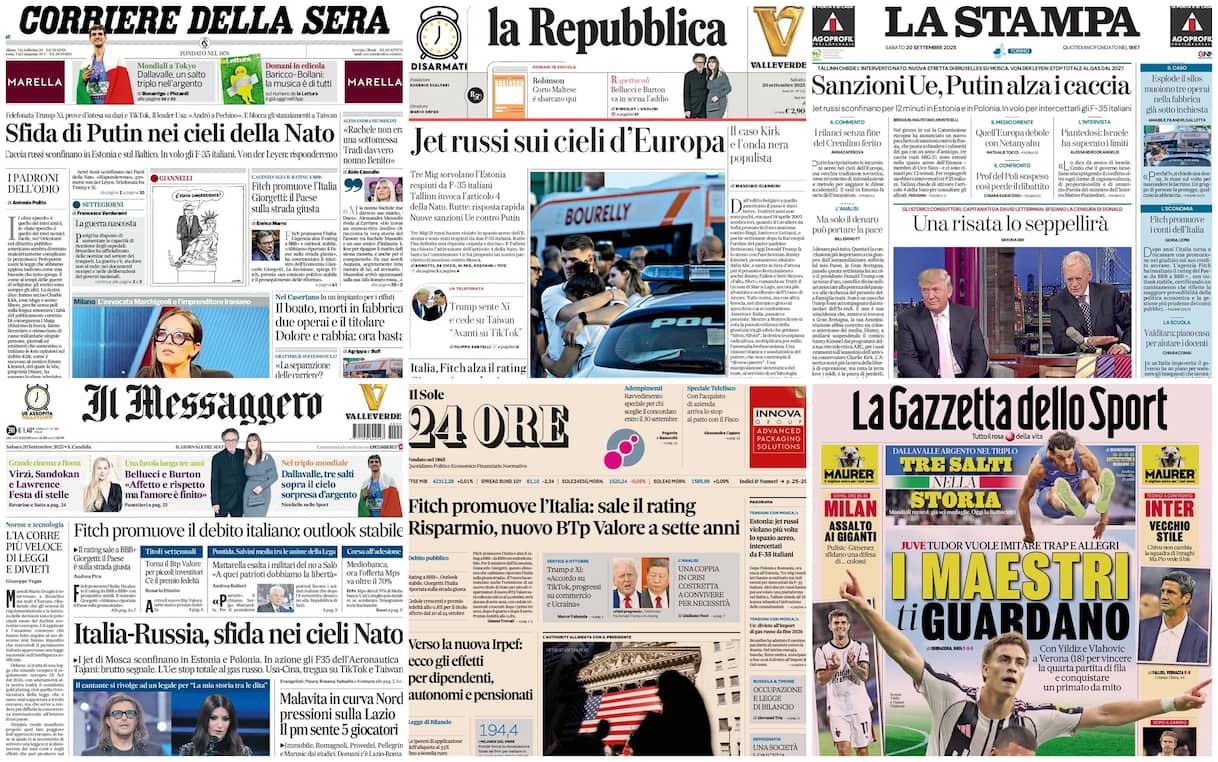 Le prime pagine dei quotidiani di oggi 20 settembre: la rassegna stampa di Sky TG24