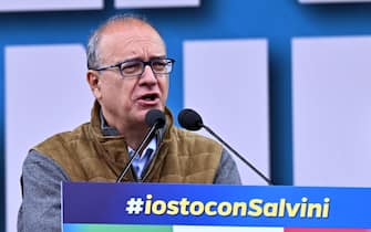 Minister of Education and Merit, Giuseppe Valditara, during traditional Lega party rally in Pontida (Bergamo), 6 October 2024. 
ANSA/MICHELE MARAVIGLIA