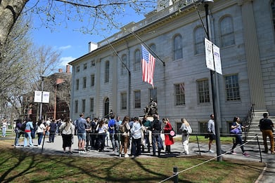 CAMBRIDGE, MASSACHUSETTS, UNITED STATES - APRIL 22: A view of Harvard University in Cambridge, Massachusetts, United States, on April 22, 2025. The university filed a lawsuit against the Trump administration following the federal government's decision to freeze $2.2 billion in grants. The administration cited conditions related to campus policies, while Harvard officials challenged the action in court. (Photo by Kyle Mazza/Anadolu via Getty Images)