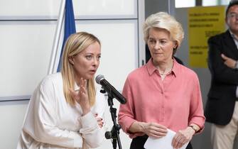 "Giorgia Meloni e Ursula Von Der Leyen" "Aeroporto di Bologna/ 25 mag 2023" ANSA/MAX CAVALLARI