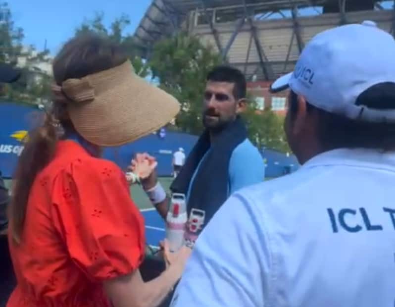 Il saluto fra Monica Seles e Nole Djokovic
