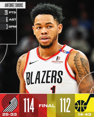 UTAH JAZZ-PORTLAND TRAIL BLAZERS 112-114
