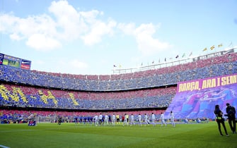 Camp Nou stadium view during the La Liga match between FC Barcelona and Real Madrid played at Camp Nou Stadium on October 24, 2021 in Barcelona, Spain. (Photo by PRESSINPHOTO)