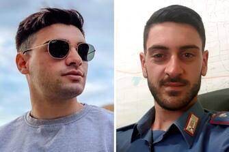 In una combo Francesco Pastore (S) e Francesco Ferraro (S), i due carabinieri morti in un incidente stradale verificatosi nella notte in provincia di Salerno, 7 aprile 2024. ANSA +NPK+