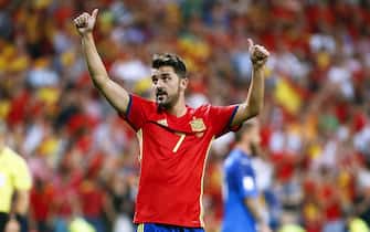 epa06180121 Spain's David Villa gestures during the FIFA World Cup 2018 qualifying soccer match between Spain and Italy at the Santiago Bernabeu stadium in Madrid, Spain, 02 September 2017.  EPA/JUANJO MARTIN