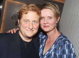 NEW YORK, NY SEPTEMBER 20: (EXCLUSIVE COVERAGE)Christine Marinoni and wife Cynthia Nixon pose at the opening night after party for The New Group Theater production of "The True"at Yotel's Green Fig Urban Eatery on September 20, 2018 in New York City. (Photo by Bruce Glikas/WireImage)