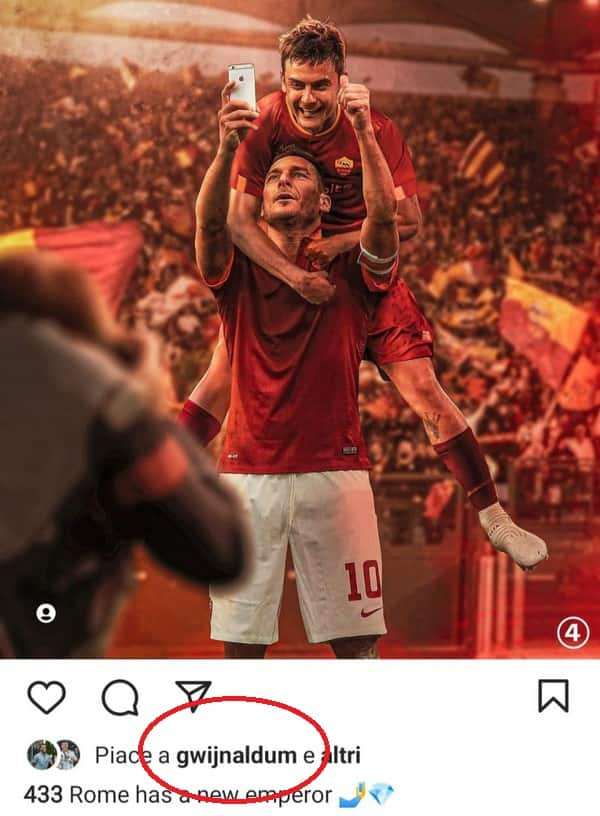 Il "like" di Wijnaldum a Dybala e Totti