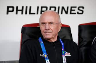 epa07275207 Sven-Goran Eriksson head coach of Philippines reacts during the 2019 AFC Asian Cup group C preliminary round match between Philippines and China in Abu Dhabi, United Arab Emirates, 11 January 2019.  EPA/ALI HAIDER