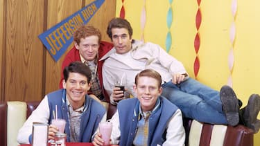 UNITED STATES - JANUARY 07:  HAPPY DAYS - Gallery - Season One - 1/7/74 - Anson Williams, Ron Howard, Donny Most, Henry Winkler  (Photo by Walt Disney Television via Getty Images Photo Archives/Walt Disney Television via Getty Images)