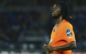 epa04603828 Gervinho of Ivory Coast reacts after scoring during the 2015 Africa Cup of Nations semi final match between DR Congo and Ivory Coast at the Bata Stadium in Bata, Equatorial Guinea on 04 February 2015.  EPA/BARRY ALDWORTH UK AND IRELAND OUT