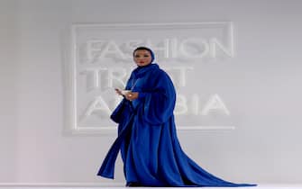 Honorary chair of Fashion Trust Arabia Sheikha Moza bint Nasser walks on stage, at the Fashion Trust Arabia Prize 2021 ceremony at the National Museum of Qatar in Doha, Qatar on November 3, 2021. Photo by Balkis Press/ABACAPRESS.COM