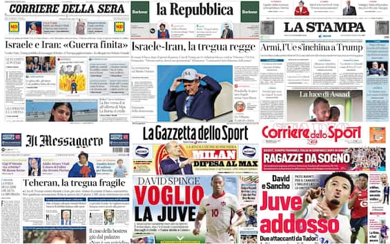 Le prime pagine dei quotidiani di oggi 25 giugno: la rassegna stampa Le prime pagine dei quotidiani di oggi 25 giugno: la rassegna stampa