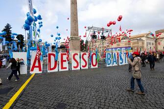La manifestazione in piazza del Popoloa Roma