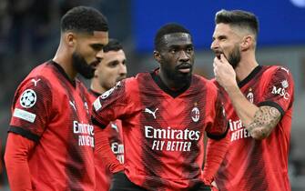 AC Milan's player react during the Uefa Champions League group F stage soccer match between AC MIlan and Borussia Dortmund at the Giuseppe Meazza stadium in MIlan, Italy, 28 Novembre 2023. ANSA/DANIEL DAL ZENNARO 
