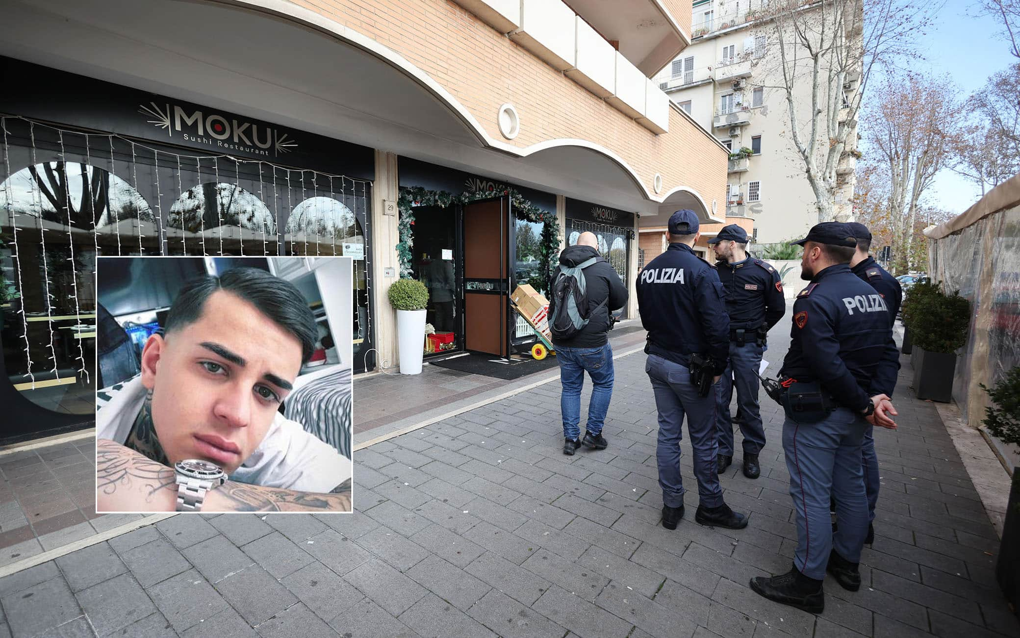 La polizia  davanti al locale di ponte Milvio dove  si presuppone sia stato prelevato con forza il ventenne Danilo Valeri a Roma,  23 dicembre 2022. E' Danilo Valeri il giovane di 20 anni sequestrato questa notte a Roma da alcuni uomini in un locale della zona della movida, a Tor di Quinto.
ANSA/MASSIMO PERCOSSI