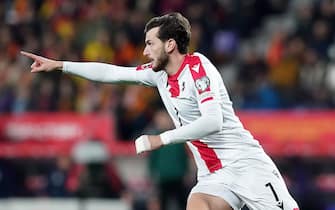 Georgia's Khvicha Kvaratskhelia celebrates goal during European Qualifiers, Qualifying Round match. November 19,2023.(Photo by Acero/Alter Photos/Sipa USA)